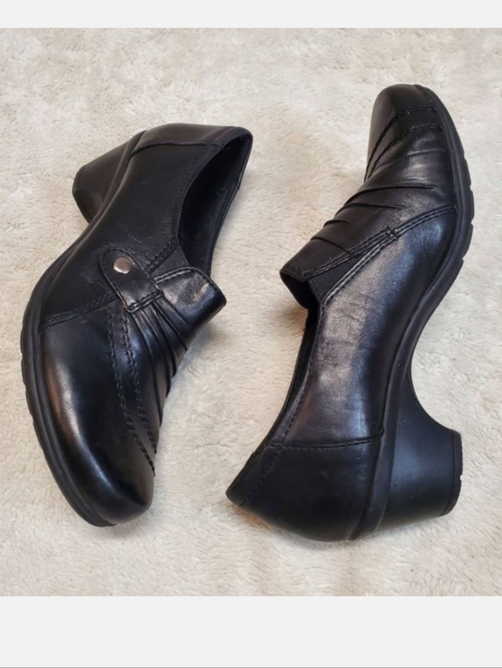 Earth Spirit Black‎ Leather Pumps Heel Shoes 7.5 Classic Office Neutral Capsule